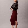 Smooth Cotton Rib Midi Skirt