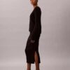 Smooth Cotton Rib Midi Skirt