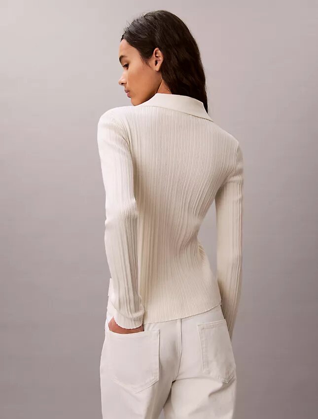 Smooth Cotton Rib Polo Cardigan Smooth Cotton Rib Polo Cardigan