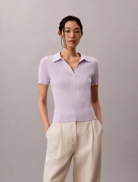 Smooth Cotton Rib Polo T-Shirt