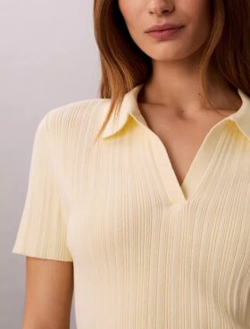 Smooth Cotton Rib Polo T-Shirt