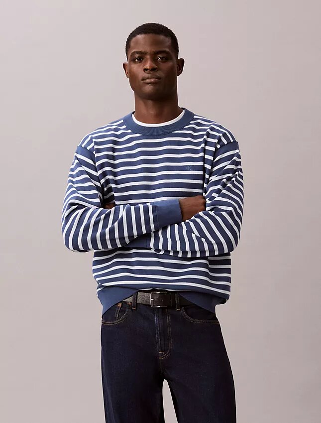 Smooth Cotton Stripe Easy Sweater Smooth Cotton Stripe Easy Sweater