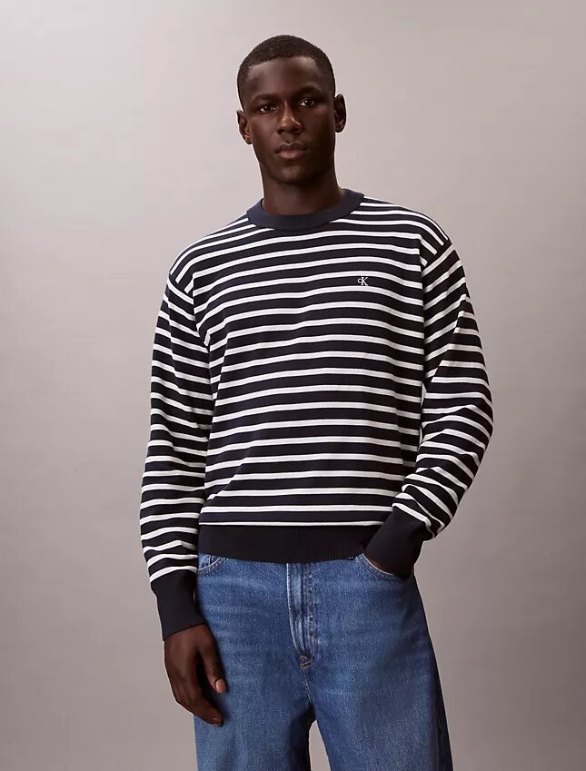 Smooth Cotton Stripe Easy Sweater Smooth Cotton Stripe Easy Sweater