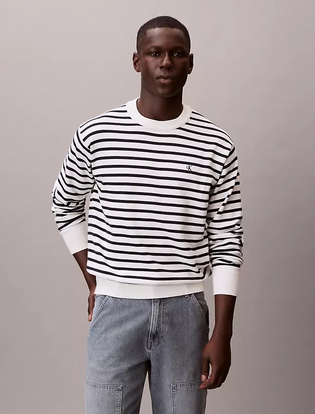 Smooth Cotton Stripe Easy Sweater Smooth Cotton Stripe Easy Sweater