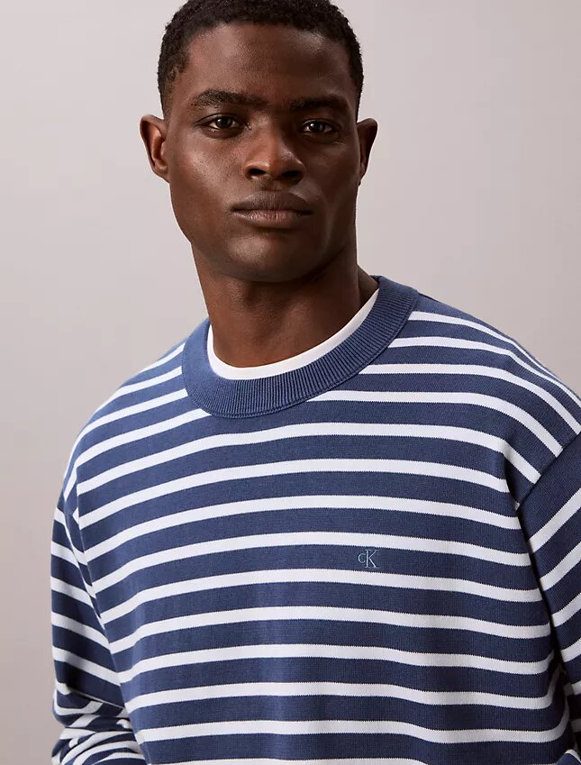 Smooth Cotton Stripe Easy Sweater Smooth Cotton Stripe Easy Sweater