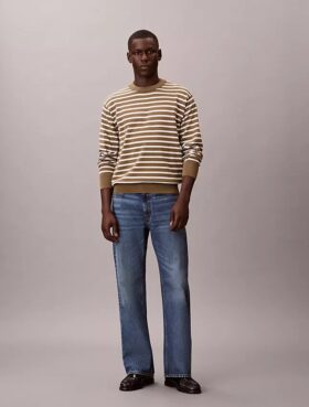 Smooth Cotton Stripe Easy Sweater