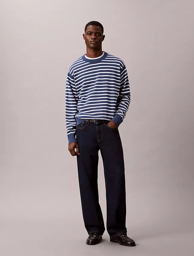 Smooth Cotton Stripe Easy Sweater Smooth Cotton Stripe Easy Sweater