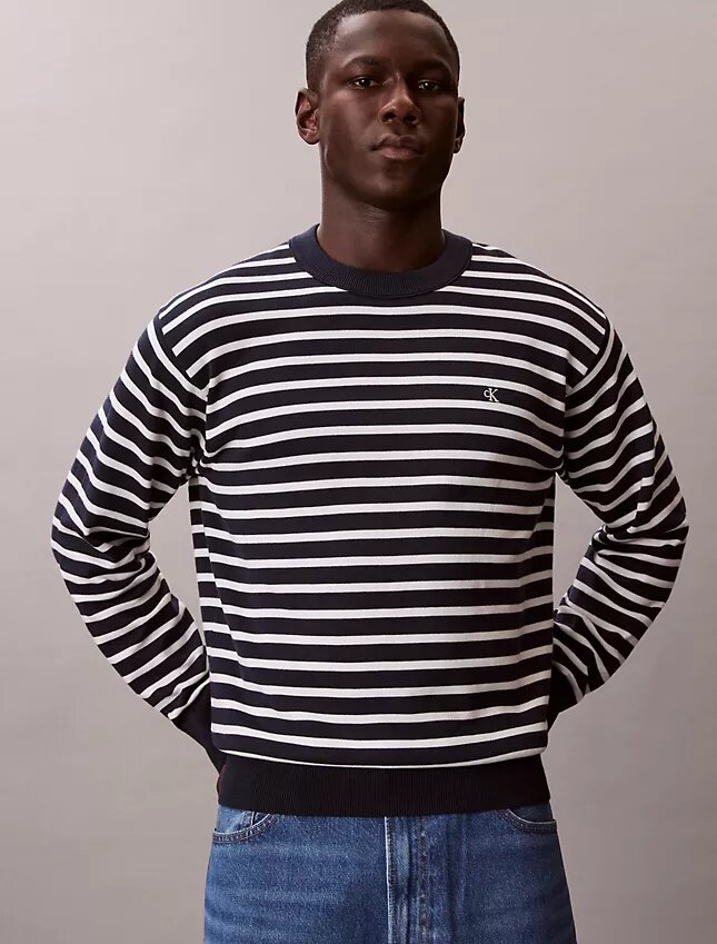 Smooth Cotton Stripe Easy Sweater Smooth Cotton Stripe Easy Sweater