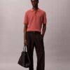 Smooth Cotton Waffle Sweater Polo Shirt