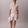 Smooth Cotton Waffle Sweater Polo Shirt Smooth Cotton Waffle Sweater Polo Shirt