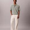Smooth Cotton Waffle Sweater Polo Shirt Smooth Cotton Waffle Sweater Polo Shirt