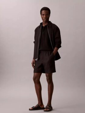 Smooth Cotton Waffle Sweater Polo Shirt