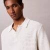 Smooth Cotton Waffle Sweater Polo Shirt Smooth Cotton Waffle Sweater Polo Shirt