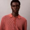 Smooth Cotton Waffle Sweater Polo Shirt