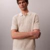 Smooth Cotton Waffle Sweater Polo Shirt Smooth Cotton Waffle Sweater Polo Shirt