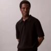 Smooth Cotton Waffle Sweater Polo Shirt Smooth Cotton Waffle Sweater Polo Shirt