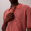 Smooth Cotton Waffle Sweater Polo Shirt