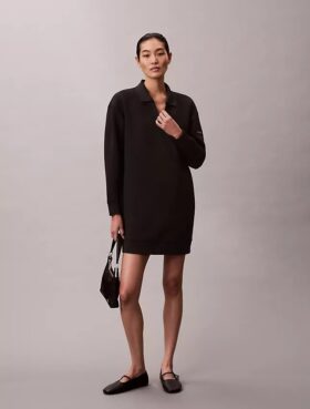 Smooth Mini Polo Sweatshirt Dress