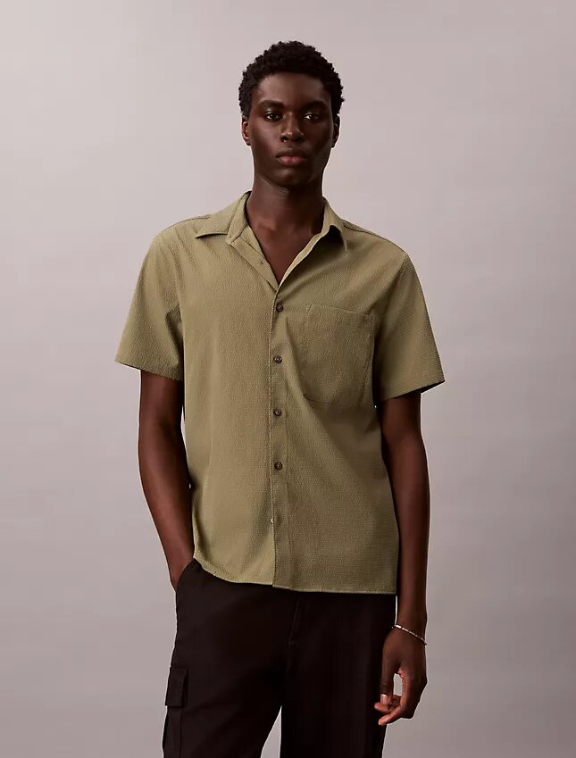 Solid Seersucker Classic Button-Down Shirt Solid Seersucker Classic Button-Down Shirt