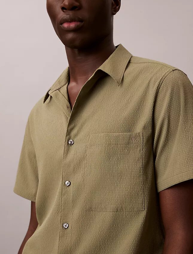 Solid Seersucker Classic Button-Down Shirt Solid Seersucker Classic Button-Down Shirt