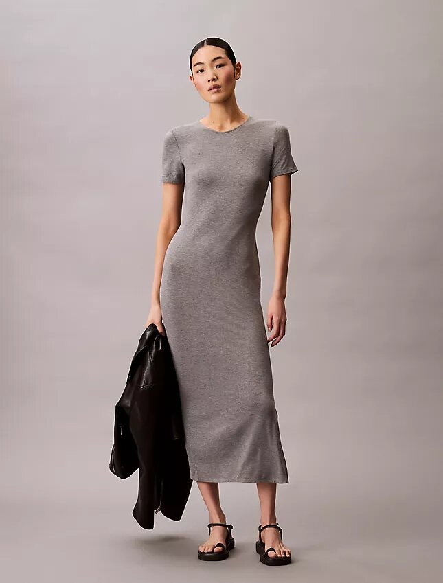 Solid Stretch Slim Midi Dress Solid Stretch Slim Midi Dress