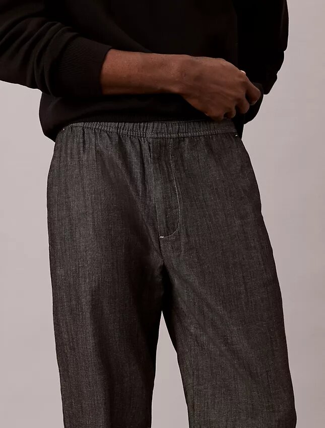 Straight Chambray Pull-On Pants Straight Chambray Pull-On Pants
