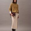 Stretch Satin Midi Skirt