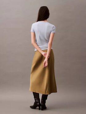 Stretch Satin Midi Skirt