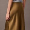 Stretch Satin Midi Skirt
