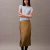 Stretch Satin Midi Skirt