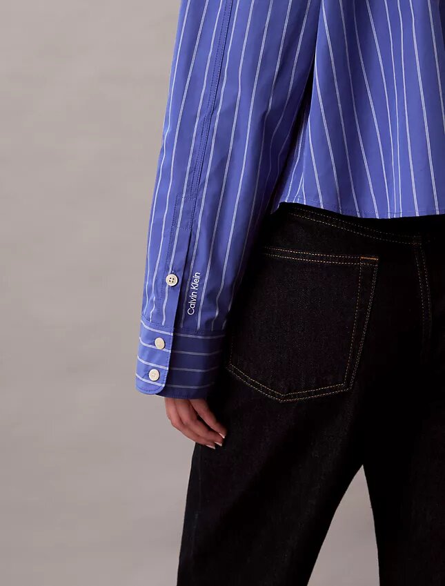 Stripe Cropped Boxy Button-Down Shirt Stripe Cropped Boxy Button-Down Shirt