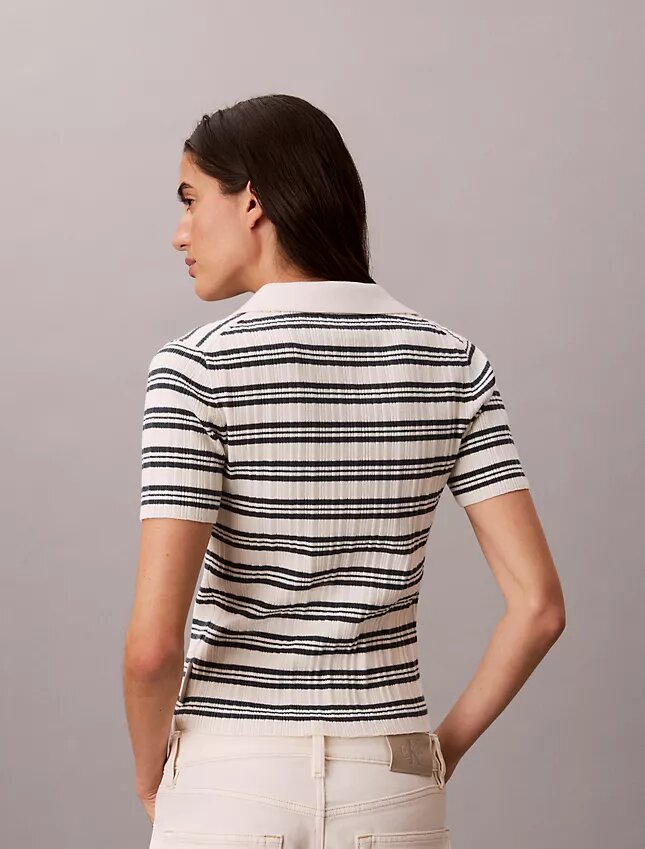 Stripe Rib Slim Polo Shirt Stripe Rib Slim Polo Shirt