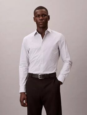 Stripe Tech Stretch Slim Button-Down Shirt