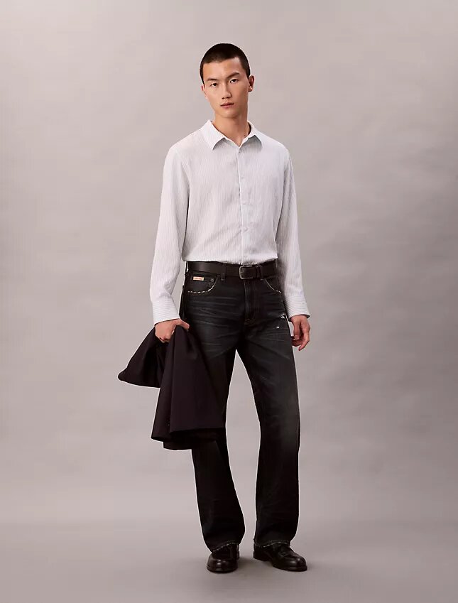Stripe Viscose Blend Relaxed Button-Down Shirt Stripe Viscose Blend Relaxed Button-Down Shirt