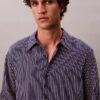Stripe Viscose Blend Relaxed Button-Down Shirt Stripe Viscose Blend Relaxed Button-Down Shirt