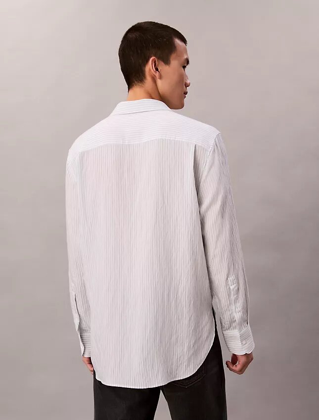 Stripe Viscose Blend Relaxed Button-Down Shirt Stripe Viscose Blend Relaxed Button-Down Shirt