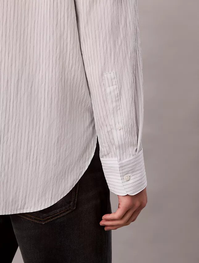 Stripe Viscose Blend Relaxed Button-Down Shirt Stripe Viscose Blend Relaxed Button-Down Shirt
