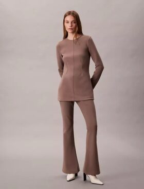 Tailored Knit Flared Pull-On Pants