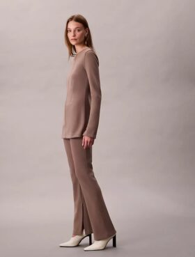 Tailored Knit Flared Pull-On Pants