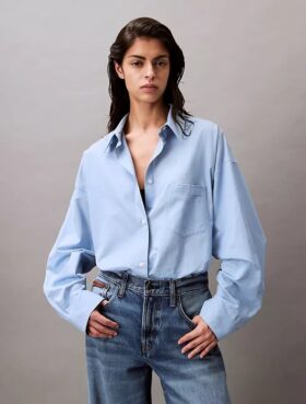 Viscose Blend Relaxed Button-Down Shirt
