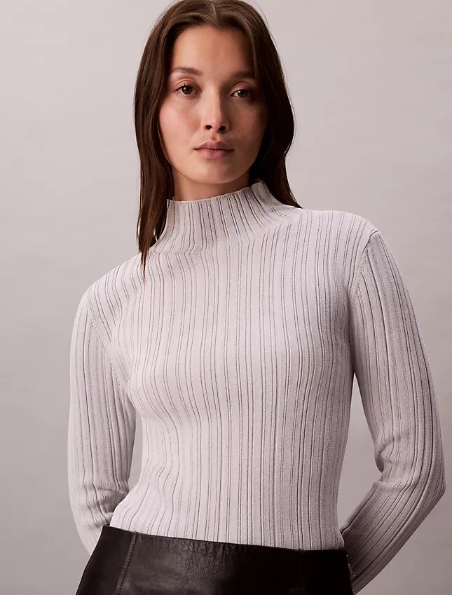 Viscose Blend Rib Mock Neck Sweater Viscose Blend Rib Mock Neck Sweater