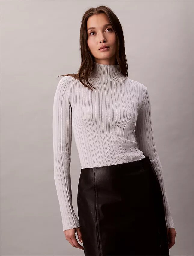 Viscose Blend Rib Mock Neck Sweater Viscose Blend Rib Mock Neck Sweater
