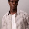 Viscose Nylon Blend Stripe Relaxed Button-Down Shirt Viscose Nylon Blend Stripe Relaxed Button-Down Shirt
