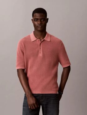 Waffle Cotton Polo Sweater
