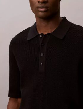 Waffle Cotton Polo Sweater