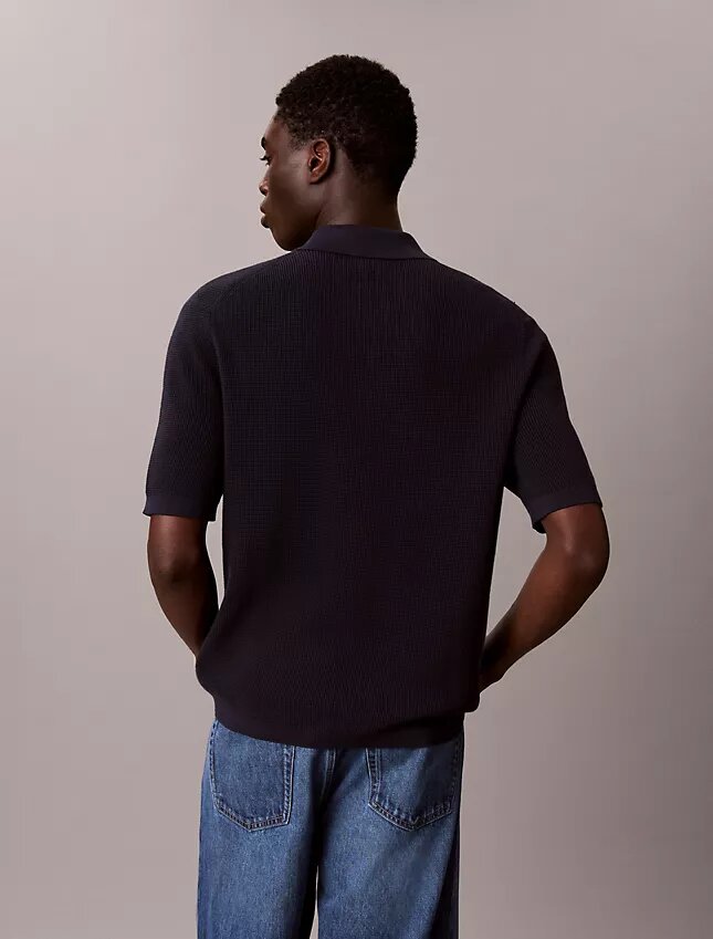 Waffle Cotton Polo Sweater Waffle Cotton Polo Sweater