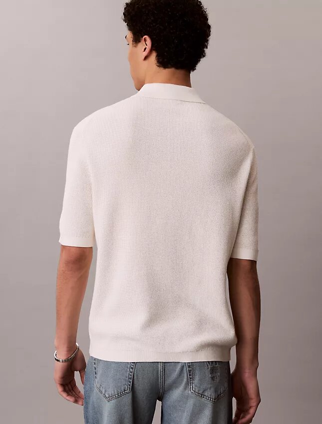 Waffle Cotton Polo Sweater Waffle Cotton Polo Sweater