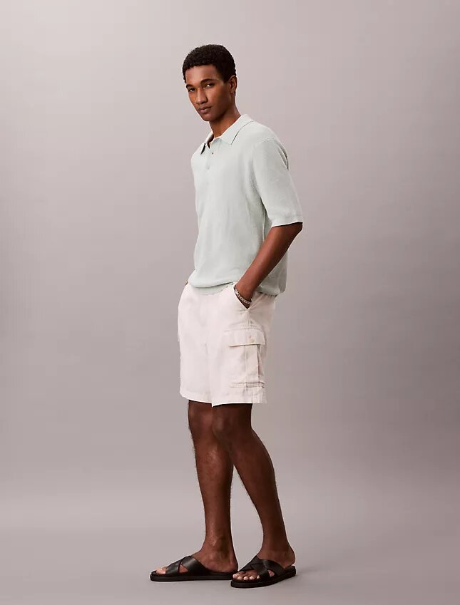Waffle Cotton Polo Sweater Waffle Cotton Polo Sweater