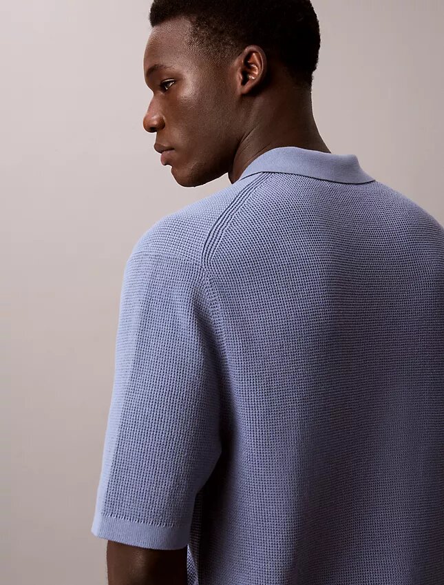 Waffle Cotton Polo Sweater Waffle Cotton Polo Sweater