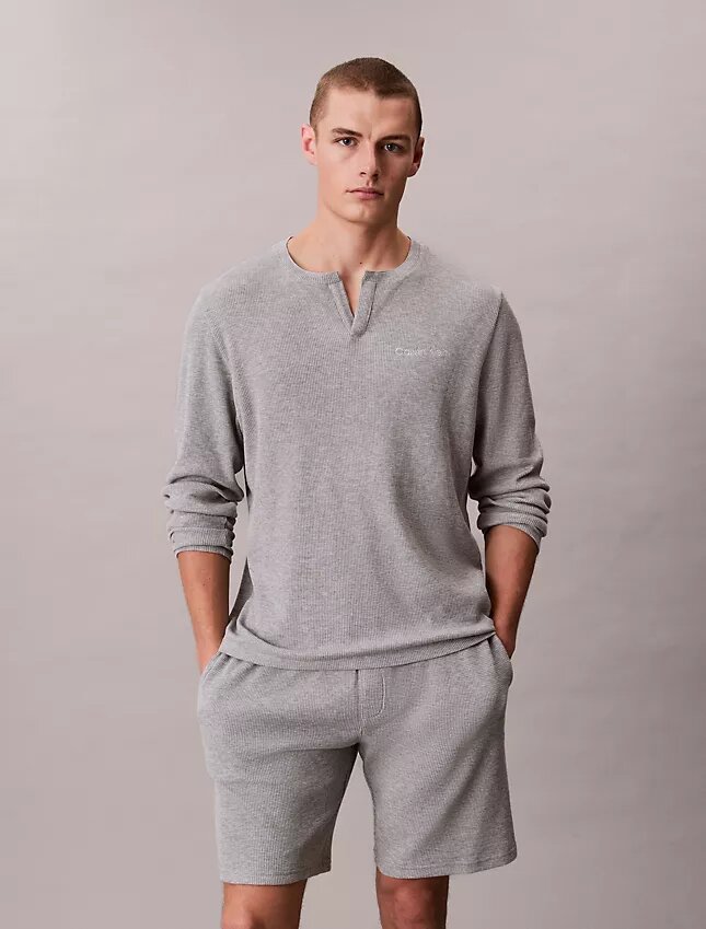 Waffle Knit Henley Sleep Tee Waffle Knit Henley Sleep Tee